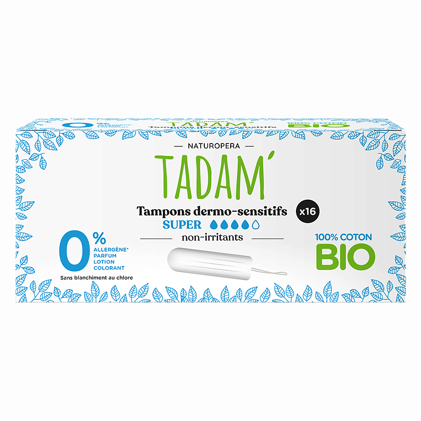 Изображение товара NATUROPERATADAM Тампоны Super органические, биоразлагаемые, 16 шт, 4 капли.