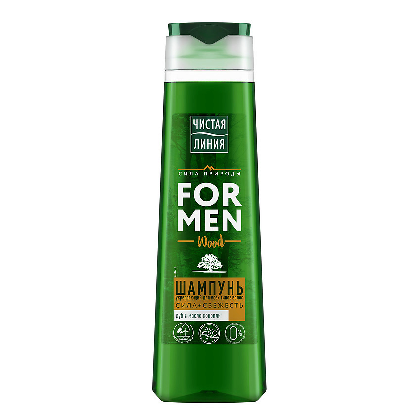 Изображение товара ЧИСТАЯ ЛИНИЯ Шампунь мужской Укрепляющий сила и cвежесть Wood for Men, 400 мл