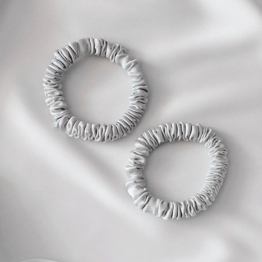 Изображение товара 8 HORAS OF SILK Набор из 2 узких детских шелковых резинок, Silver