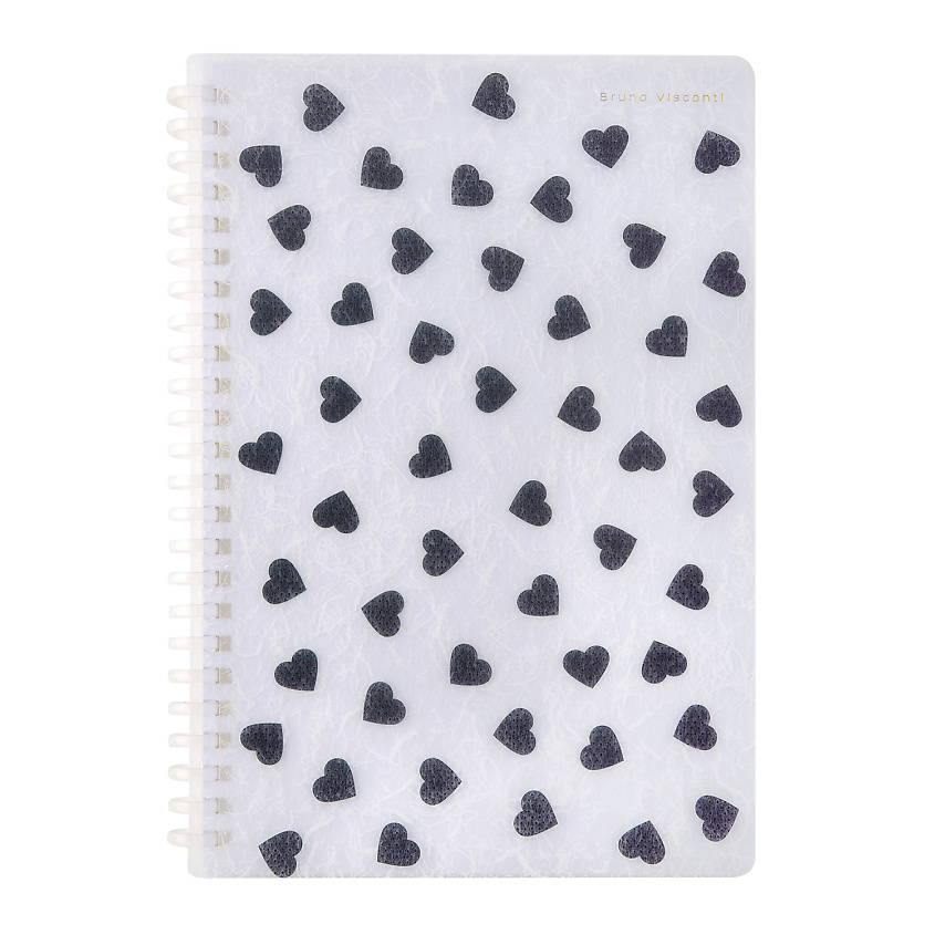 Изображение товара Тетрадь A5 на силиконовом гребне Black&White.Сердечки Bruno Visconti