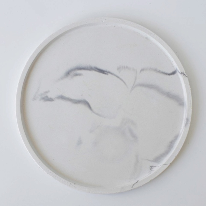 Изображение товара ROKKYHOME Поднос декоративный круглый, Цвет: серый мрамор