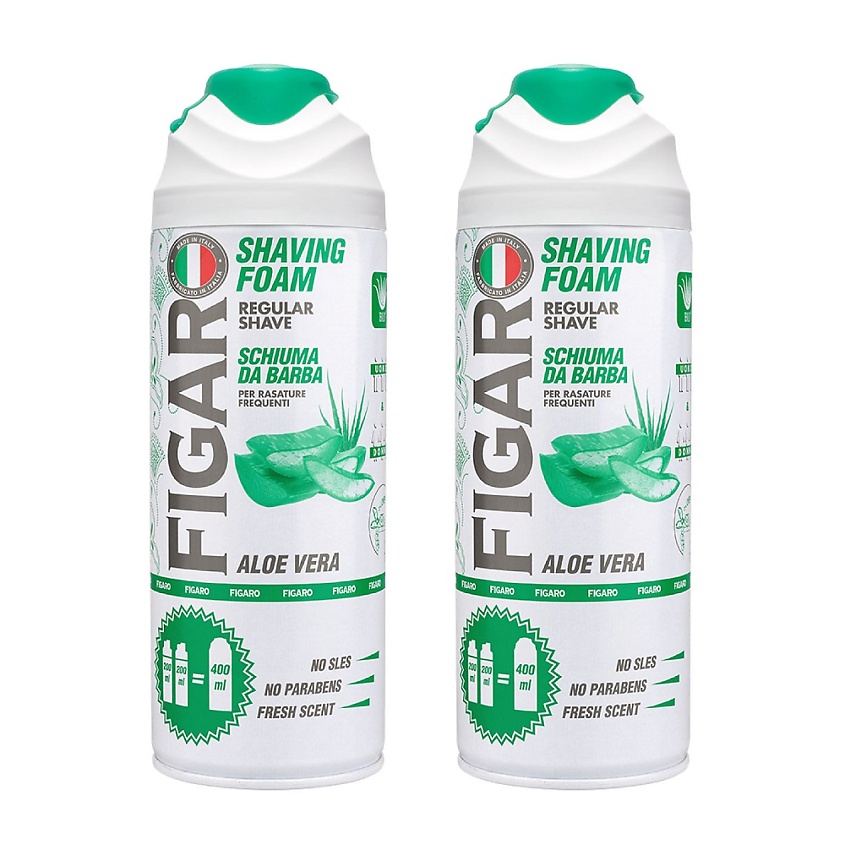 Изображение товара Пена для бритья FIGARO ALOE VERA 2 шт по 400 мл для всех типов кожи
