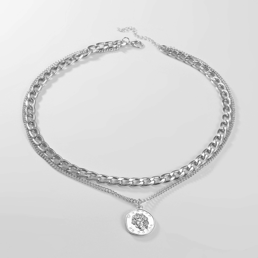 Изображение товара Женское колье MELTY с монеткой из бижутерного сплава - стильное украшение для повседневной и праздн