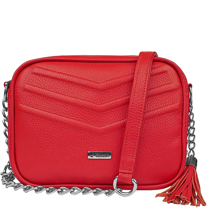Изображение товара Женская сумка L'UCCELLO из натуральной кожи на плечо красная, кросс боди