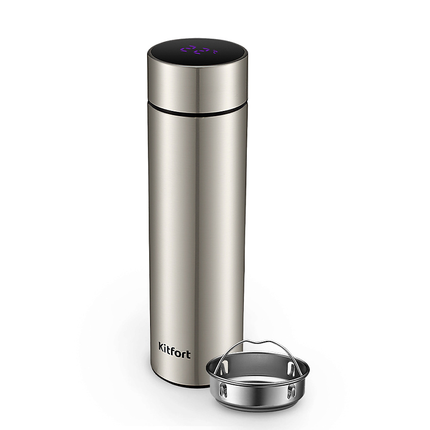 Изображение товара Термос KITFORT КТ-1221 серебряный с сенсорным дисплеем 500 мл