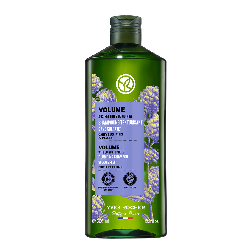Изображение товара YVES ROCHER Шампунь ОБЪЕМ с Пептидами Киноа - Без Сульфатов - Для тонких и лишенных объема волос, 300 мл