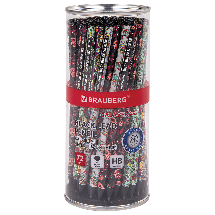 Изображение товара BRAUBERG Набор чернографитных карандашей Calaveras, Твердость: HB.