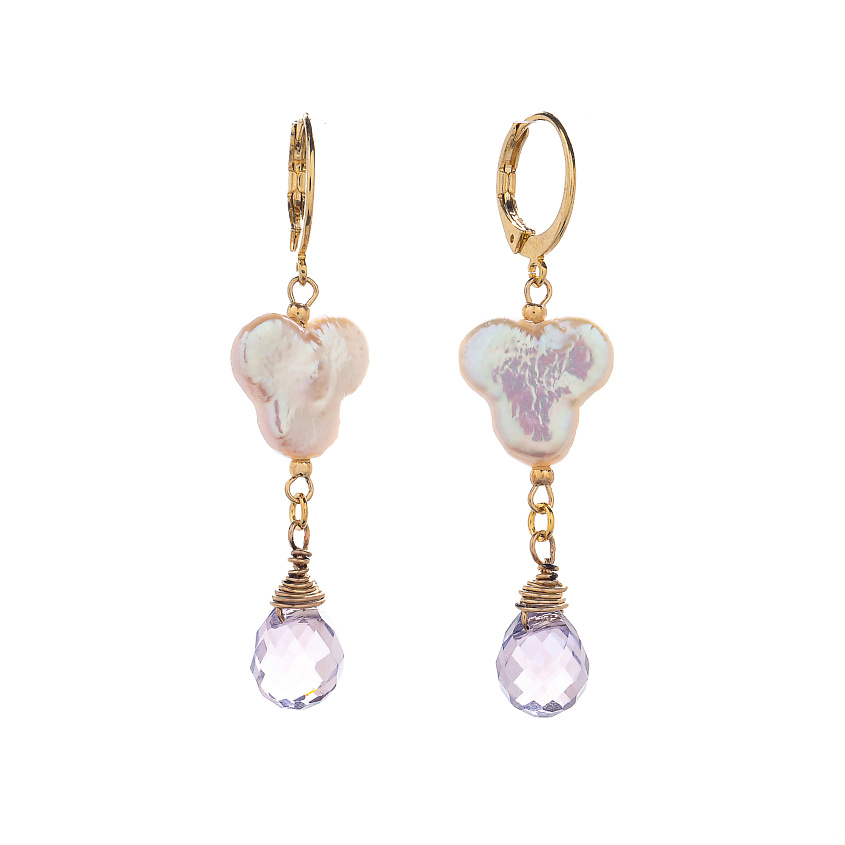 Изображение товара Серьги Pesca из жемчуга и кристалла, женские, нежный персиковый оттенок