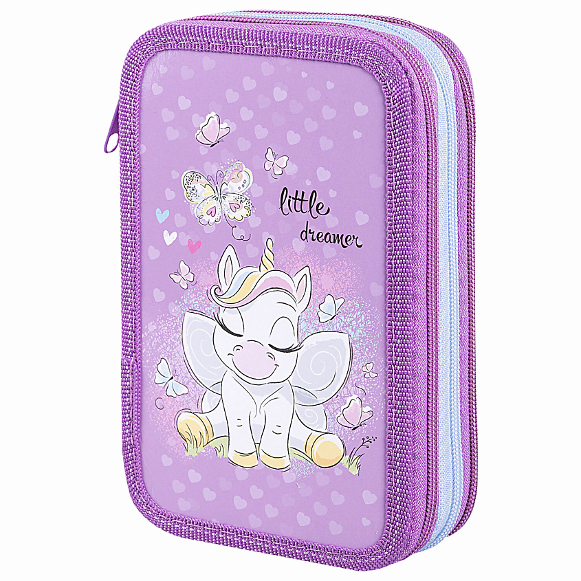 Изображение товара Пенал ПИФАГОР Sweet Dreamer сиреневый, три отделения, вместимость 42 предмета