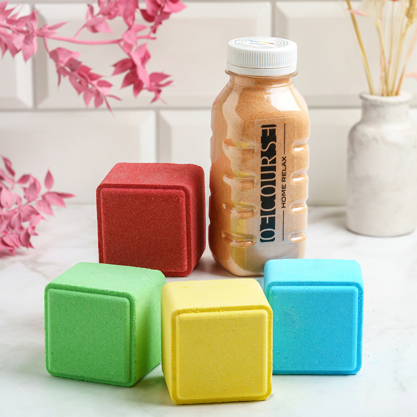 Изображение товара OFCOURSE Набор цветных бомбочек для ванны Куба и мерцающий шиммер, 5 шт.