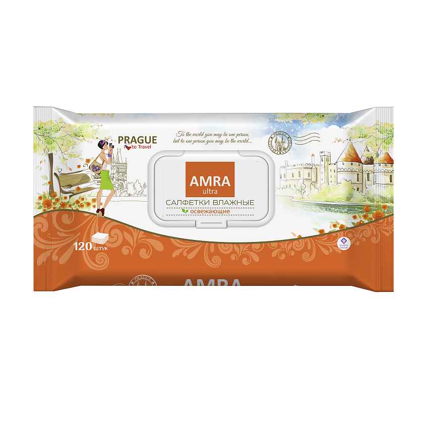 Изображение товара AMRA Салфетки влажные освежающие PRAGUE, 120 шт.