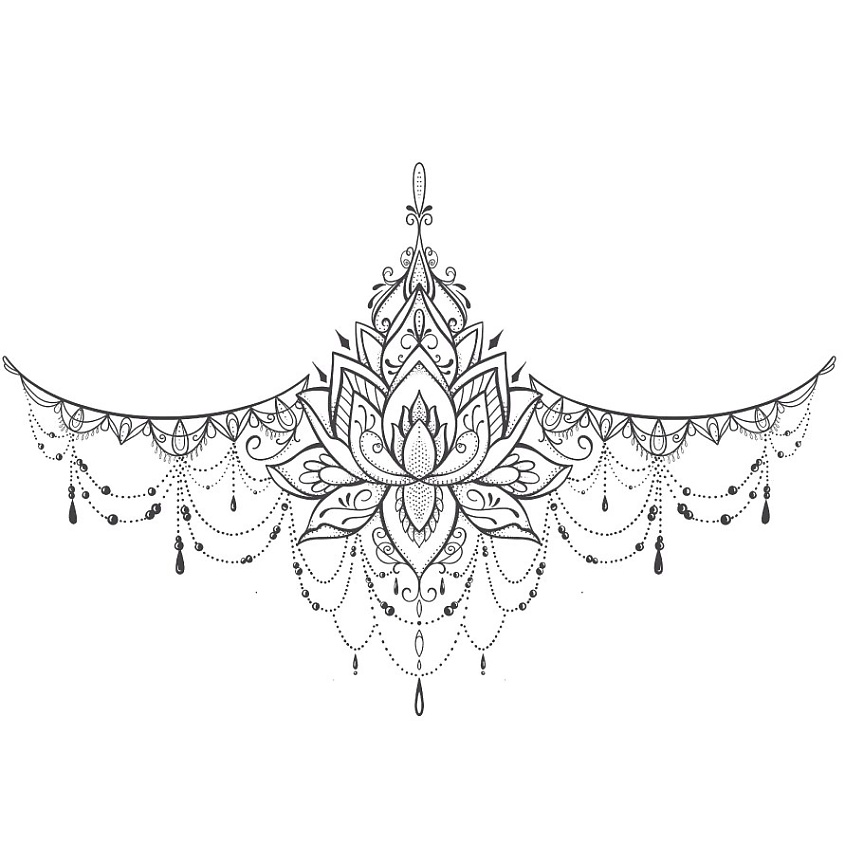 Изображение товара Переводная татуировка PRINT FACTORY Лотос для тела, временная наклейка