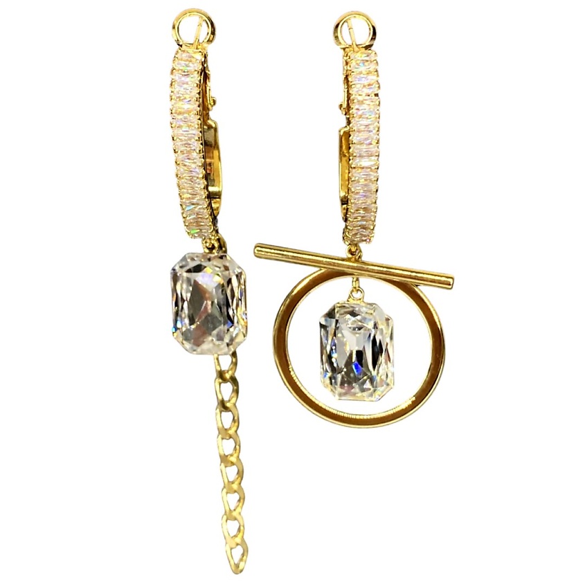 Изображение товара AMANTE CRYSTAL Серьги Capri/baget Asimetria crystal, Золотой