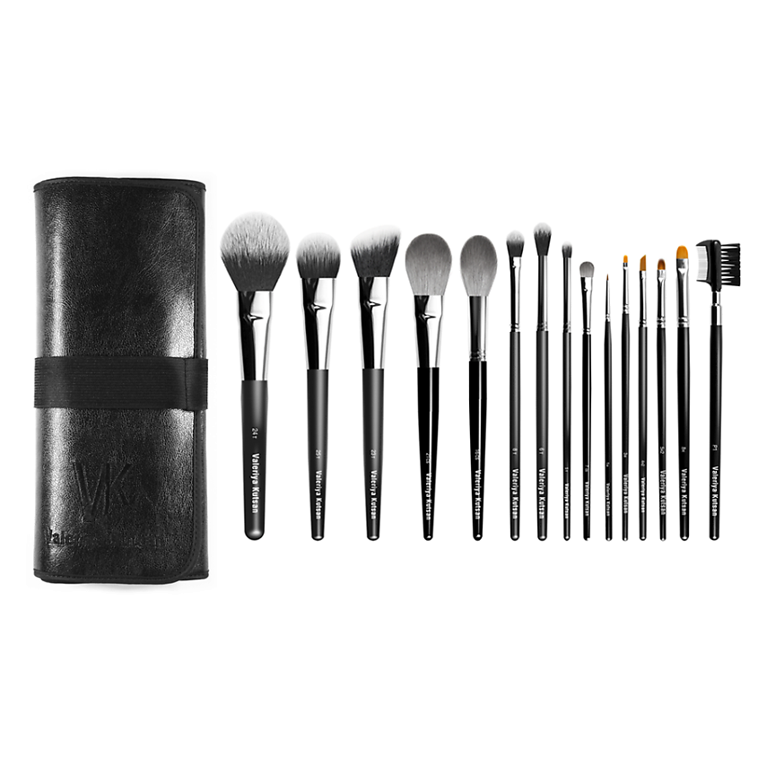 Изображение товара Набор кистей для макияжа VALERIYA KUTSAN SMART 15 шт в чехле эко-кожа профессиональный