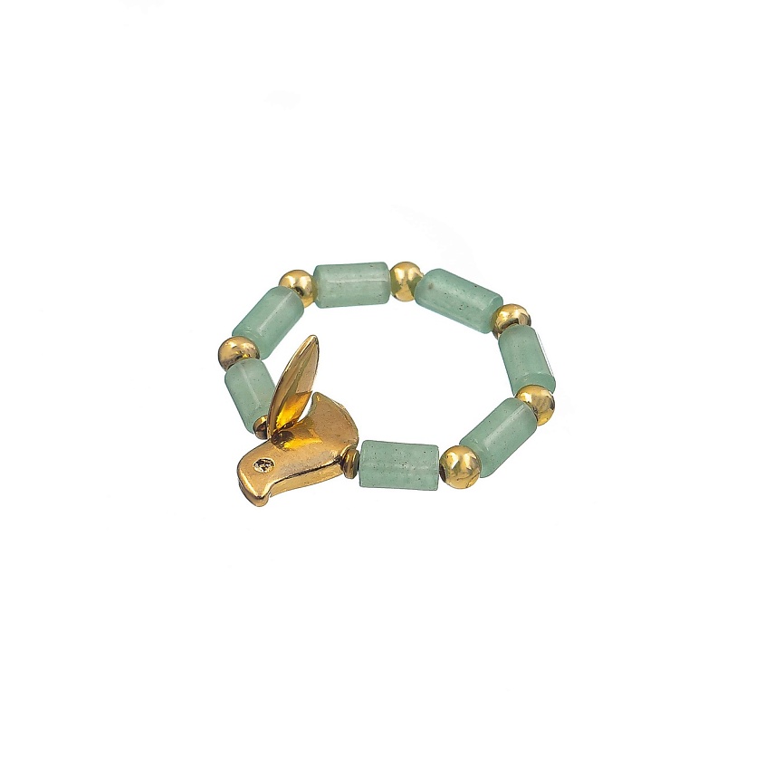 Изображение товара LANZEROTTI Кольцо Ispirazione, стрейч, с агатом, цвет: Зеленый, 1 шт, размер: 18