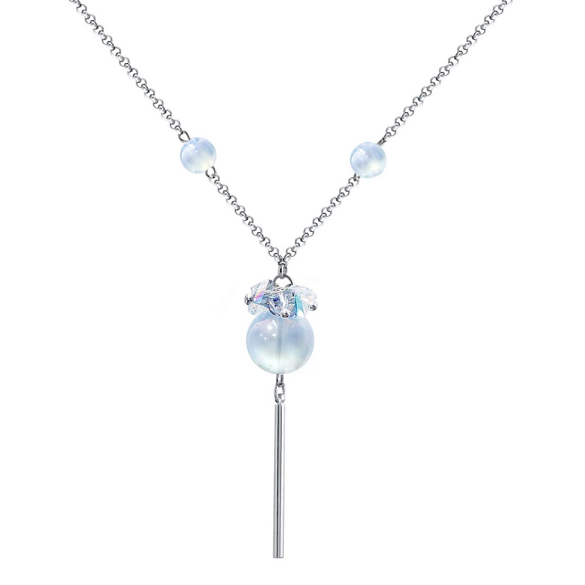 Изображение товара KOSHIKA Колье из аквамарина с кристаллами, Белый, небесно-голубой, серебряный