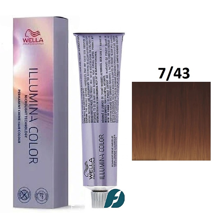 Изображение товара Крем-краска для волос WELLA PROFESSIONALS Illumina Color Me+ 7/43 блонд красно-золотистый