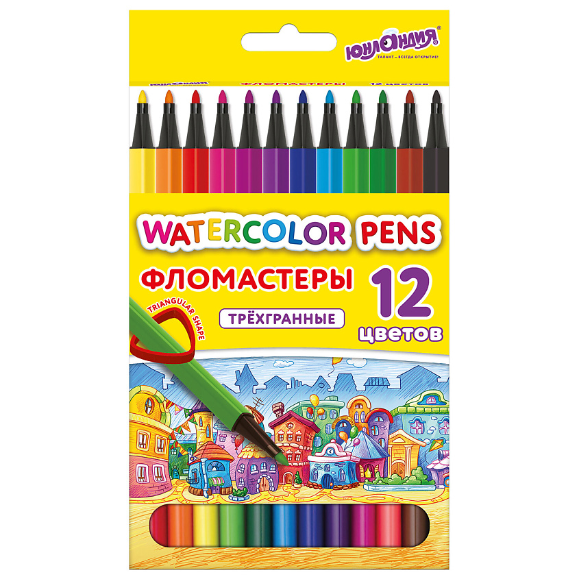 Изображение товара ЮНЛАНДИЯ Фломастеры Домики, 12 цветов