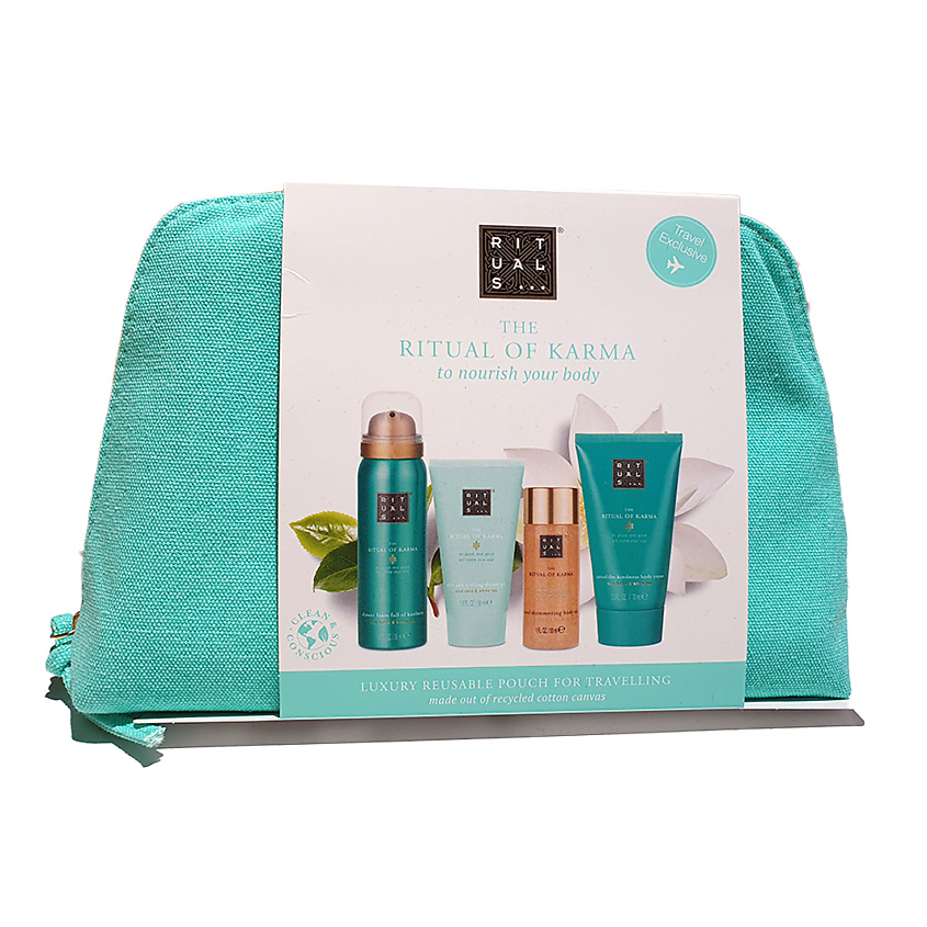 Изображение товара RITUALS... Набор для ухода за телом The Ritual of Karma Travel Set с косметичкой, 50 мл + 50 мл +30 мл + 70 мл + 1 шт.