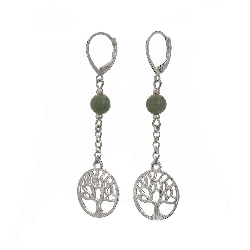 Изображение товара LANZEROTTI Серьги Ispirazione, жад, подвеска-дерево, цвет: Зеленый, размер: 6