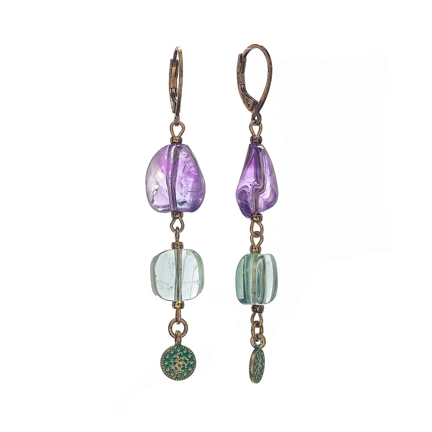 Изображение товара LANZEROTTI Серьги Ispirazione, флюорит, аметист, цвет: Фиолетовый, размер: 6