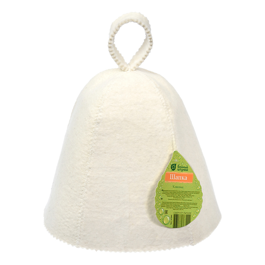 Изображение товара БАННЫЕ ШТУЧКИ Шапка для бани и сауны Классика, Белый