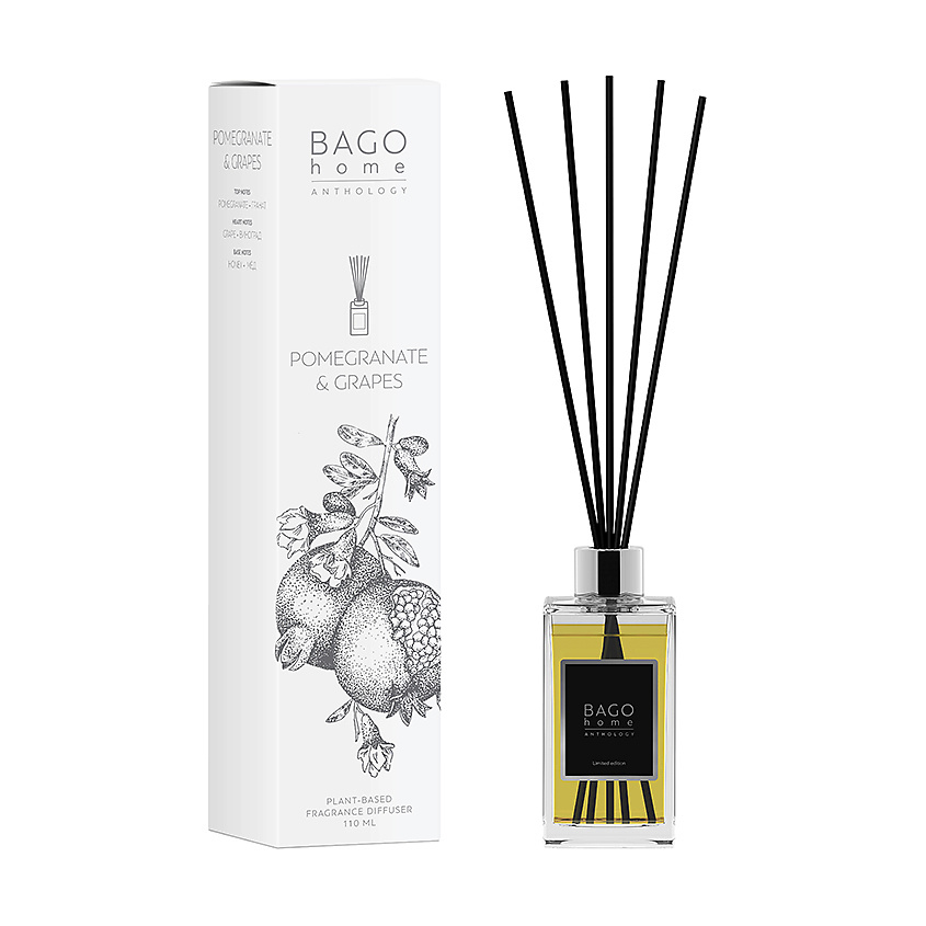 Изображение товара Ароматический диффузор BAGO HOME Гранат и виноград 110 мл натуральный аромат для дома