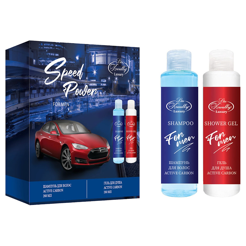 Изображение товара LISS KROULLY Подарочный набор MN-2403 Шампунь ACTIVE CARBON Гель для душа ACTIVE CARBON, 260 мл+ 260 мл