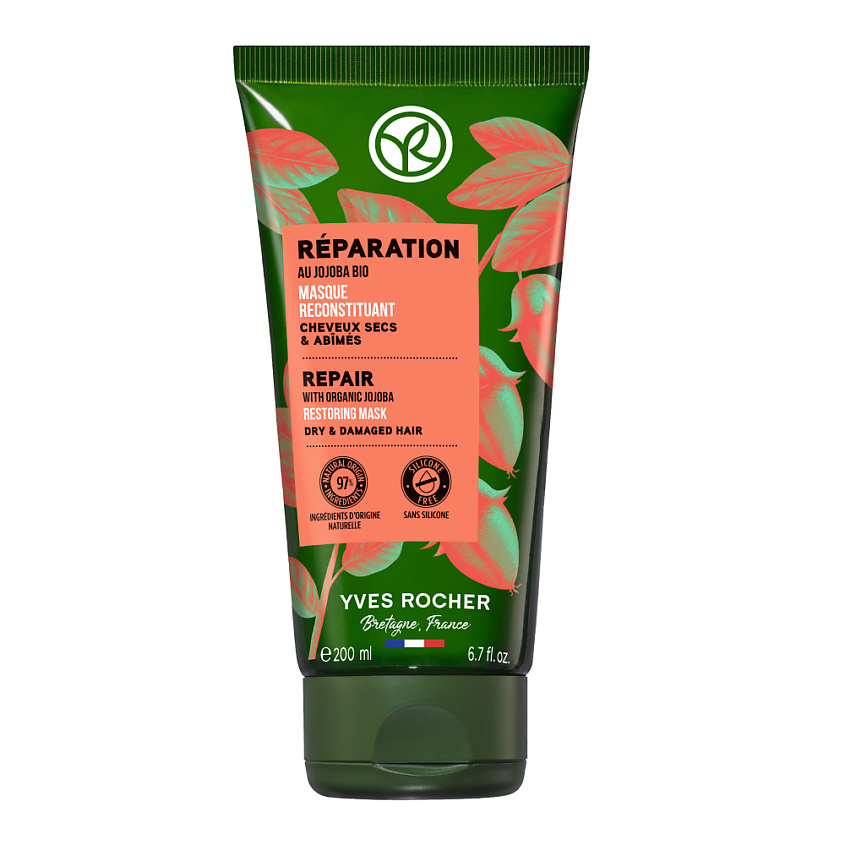 Изображение товара YVES ROCHER Маска ВОССТАНОВЛЕНИЕ с жожоба БИО – Для сухих и поврежденных волос, 1 шт.