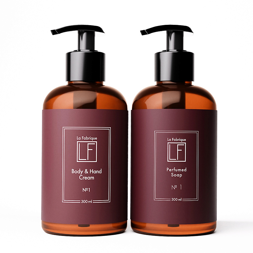 Изображение товара LA FABRIQUE Подарочный набор жидкое мыло и крем для рук и тела с ароматом Табак-Вишня, 300 мл; 300 мл