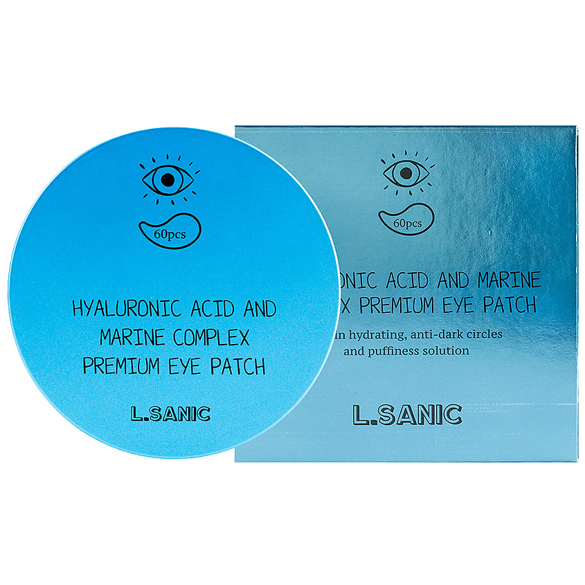 Изображение товара LSANIC Патчи для глаз гидрогелевые с гиалуроновой кислотой и экстрактом водорослей, 60 шт.