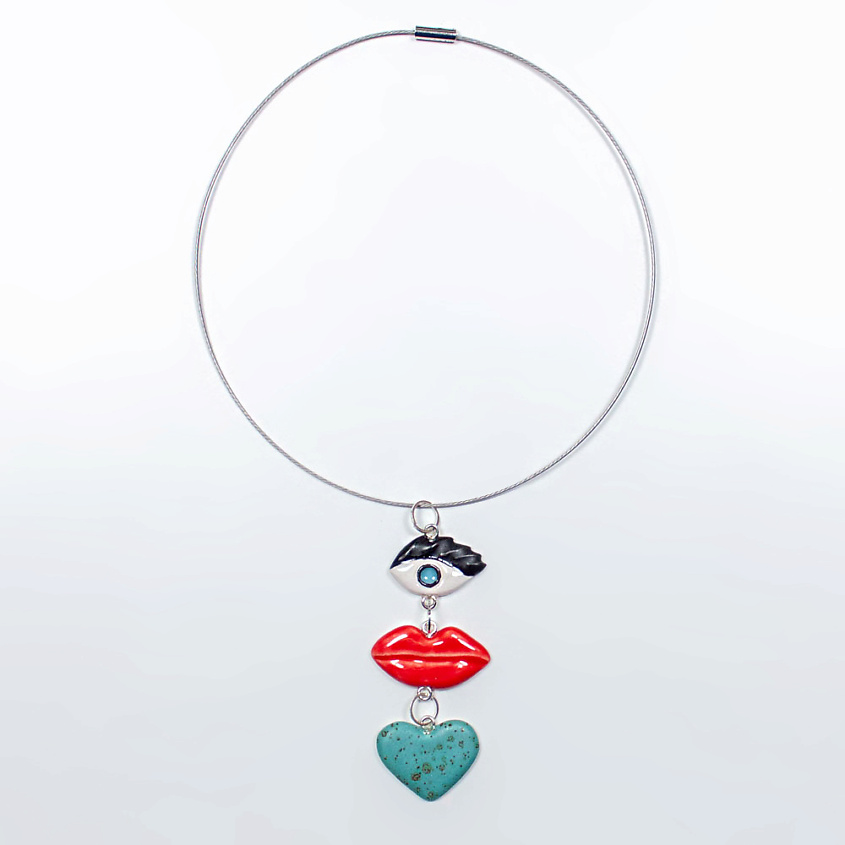 Изображение товара LA PALME ARTISAN CERAMICA Колье с подвеской авторское Наслаждение Л, Белый