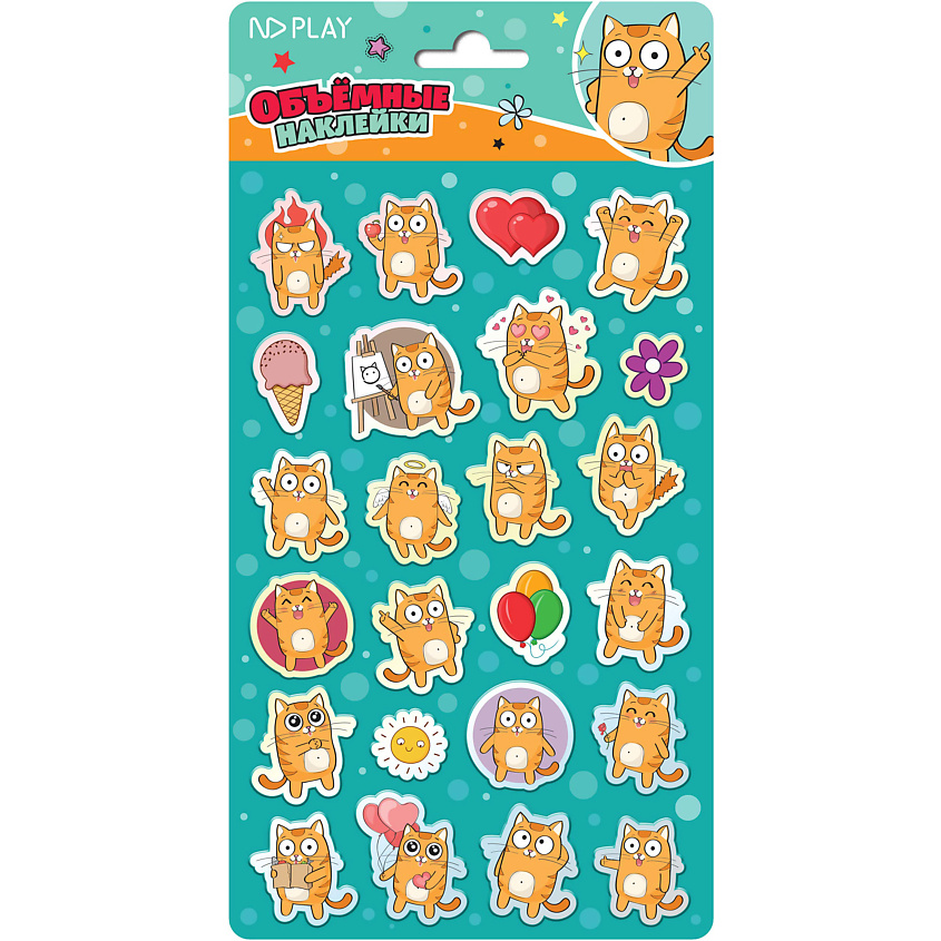 Изображение товара Объемные наклейки Рыжие коты ND PLAY набор для детей