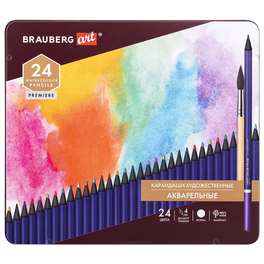 Изображение товара Акварельные карандаши BRAUBERG ART PREMIERE мультицвет 4 мм