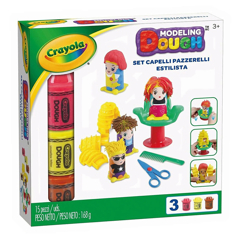Изображение товара CRAYOLA Набор для лепки Hair Styling: Пластилин + Игрушечные фигурки + Аксессуары, 3 x 59 г