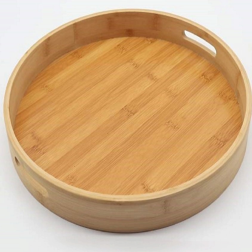 Изображение товара ARYA HOME COLLECTION Круглый поднос из бамбука для сервировки 35 см 35x5 см, Коричневый