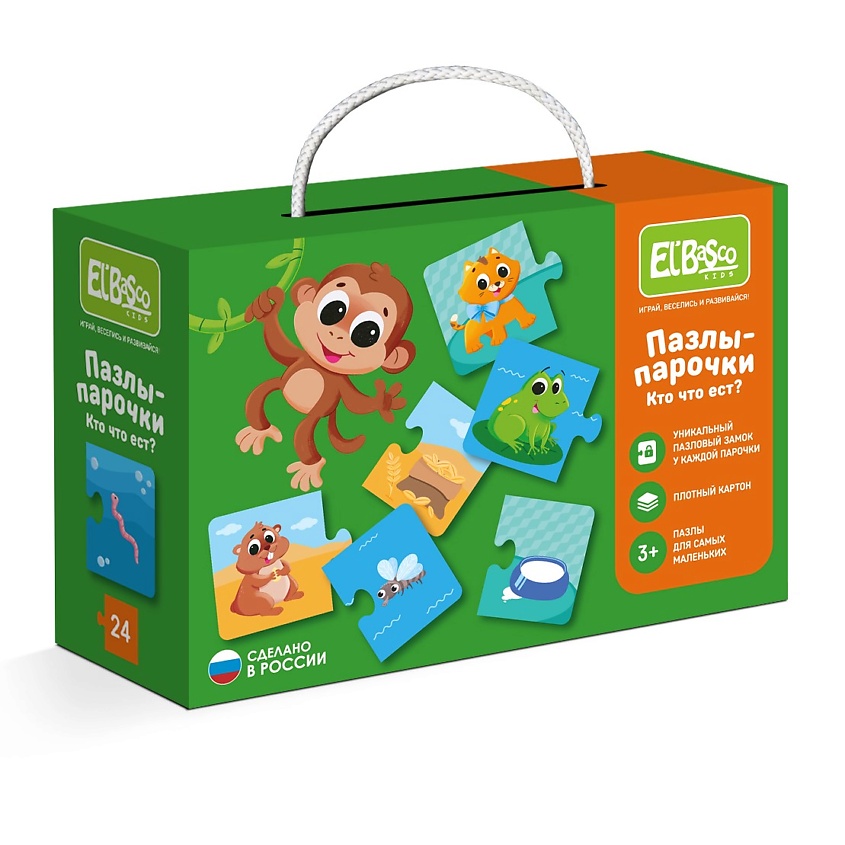 Изображение товара EL'BASCO Пазлы половинки для малышей "Кто что ест", 1 шт
