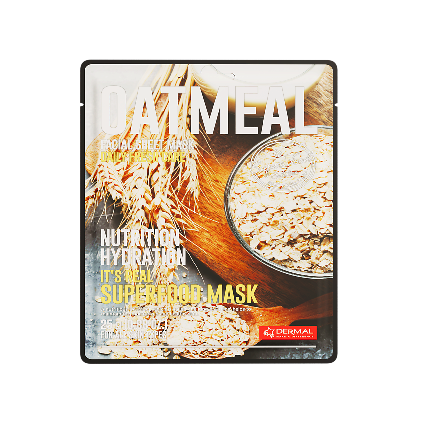 Изображение товара DERMAL Superfood Маска с овсяными отрубями для лица 25 г увлажнение