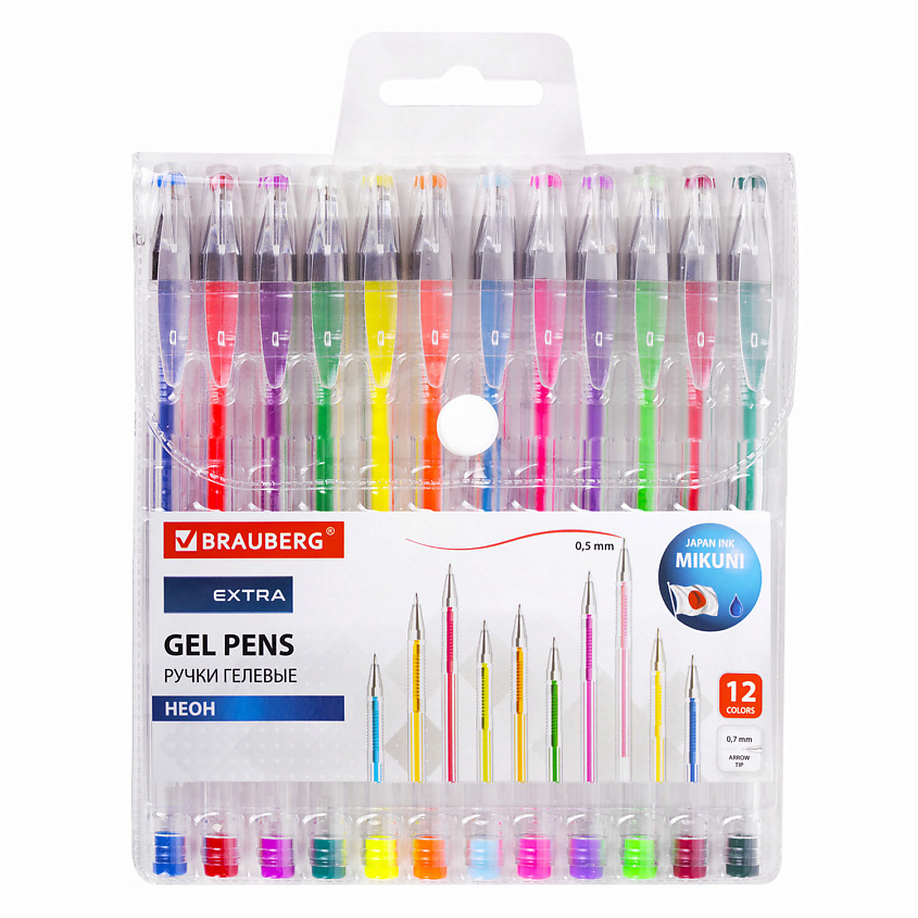 Изображение товара BRAUBERG Ручки гелевые EXTRA Неон, 12 шт.