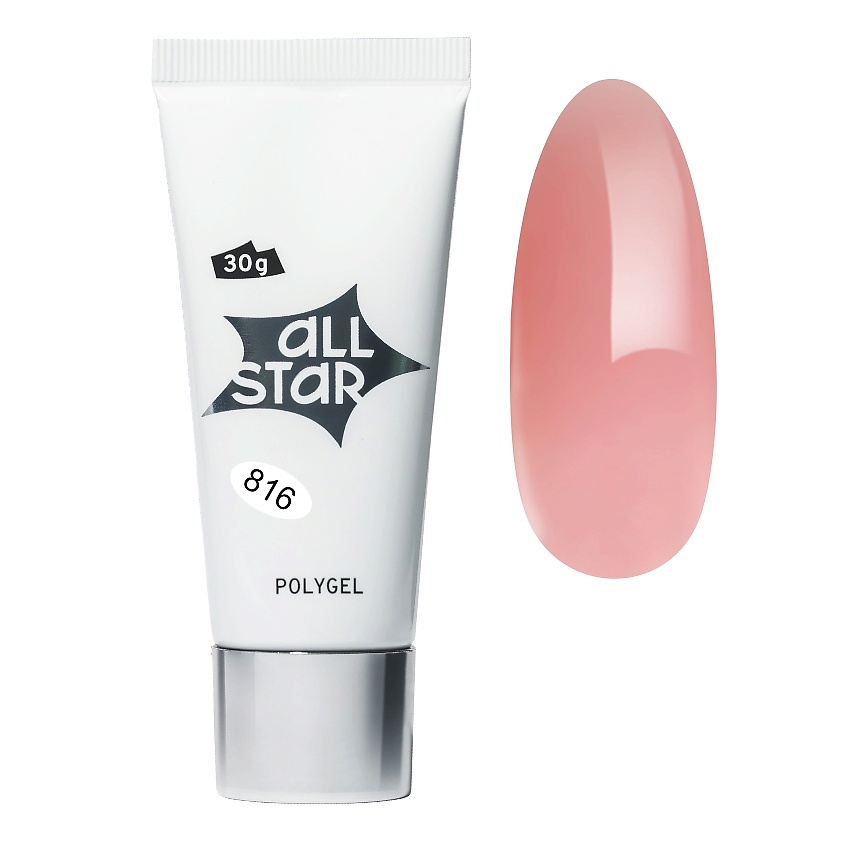 Изображение товара ALL STAR PROFESSIONAL Полигель моделирующий для наращивания ногтей, Полигель моделирующий для наращивания ногтей "Tea Rose", нежно-розовый, 30 гр.