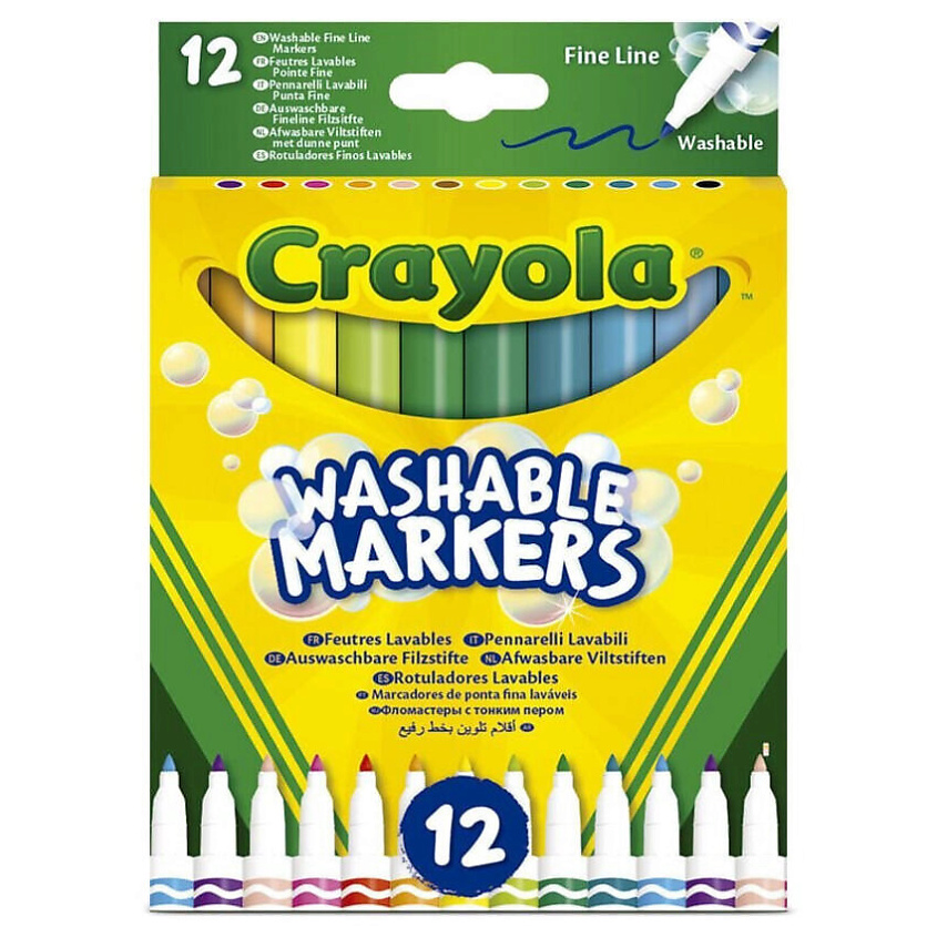 Изображение товара CRAYOLA Смываемые фломастеры 12 шт. тонкое перо яркие цвета