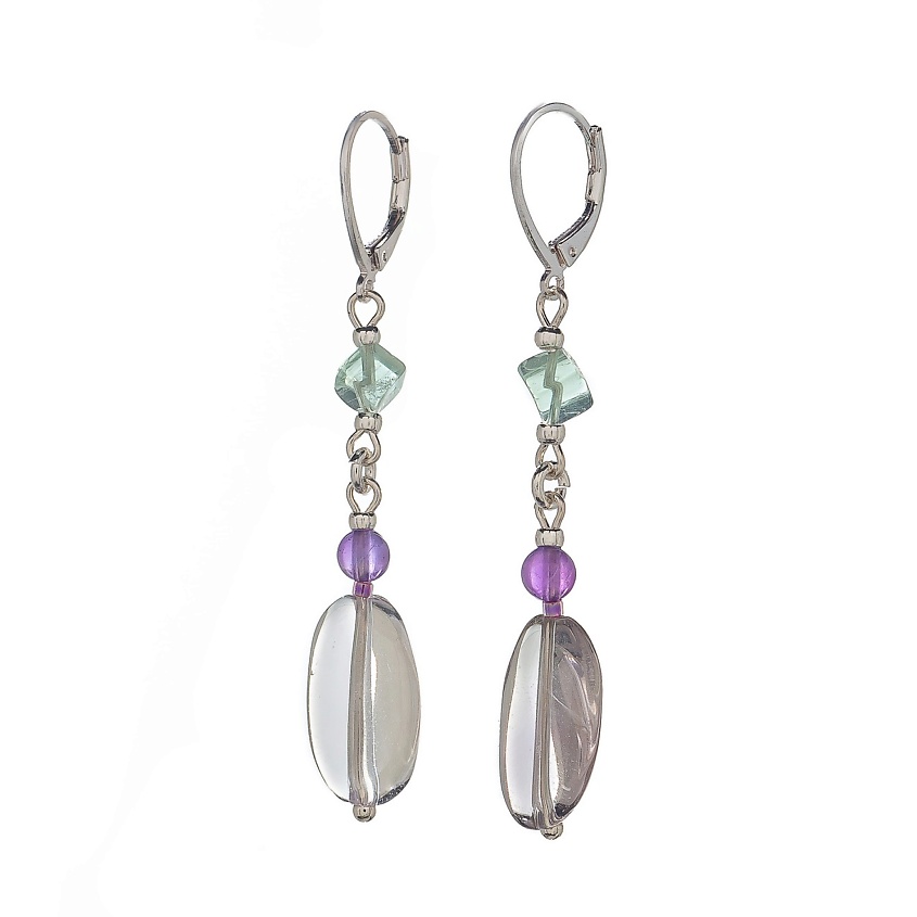Изображение товара LANZEROTTI Серьги Ispirazione, аметист, флюорит, цвет: Сиреневый, размер: 6