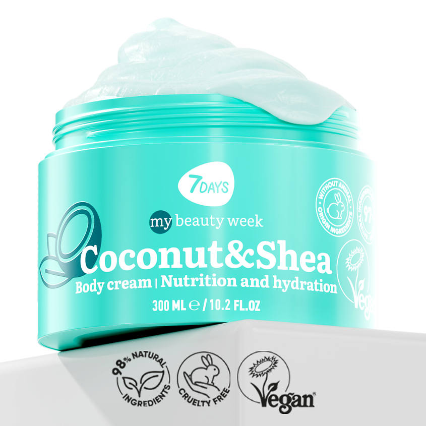 Изображение товара Увлажняющий крем для тела 7DAYS COCONUT&SHEA 300 мл для всех типов кожи