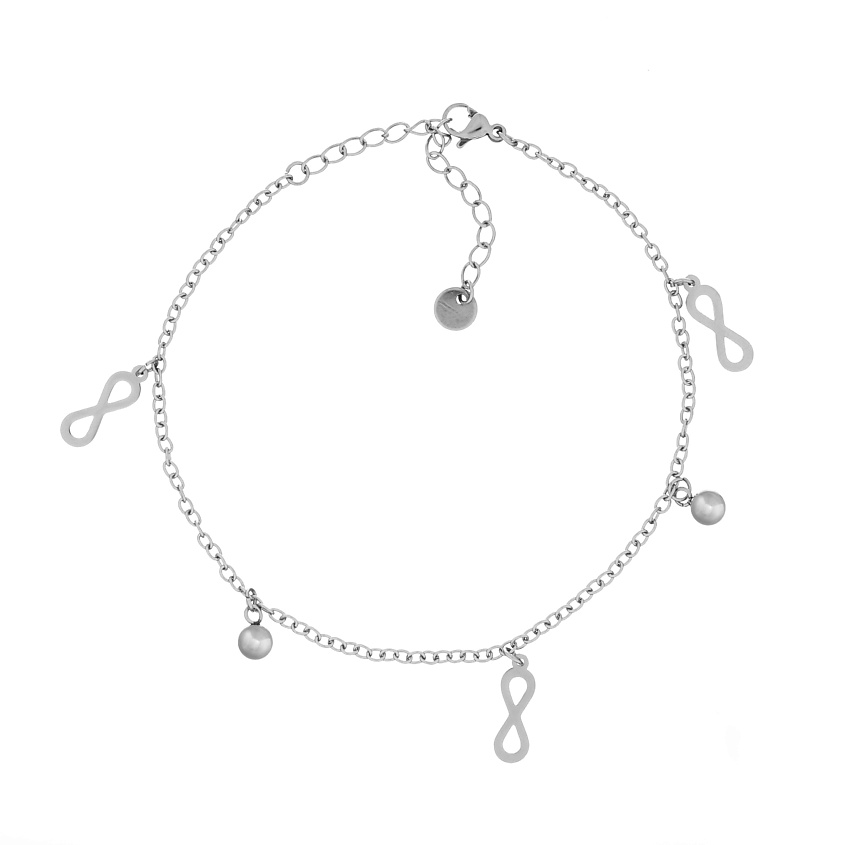 Изображение товара FOROSTINA.K Браслет на ногу Infinity, цвет: Серебряный, размер: 25