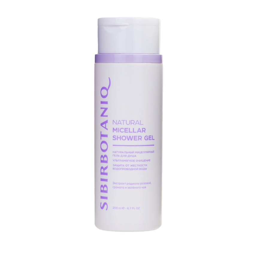 Изображение товара SIBIRBOTANIQ Мицеллярный гель для душа с экстрактом родиолы розовой, граната и маслом карите, 200 мл