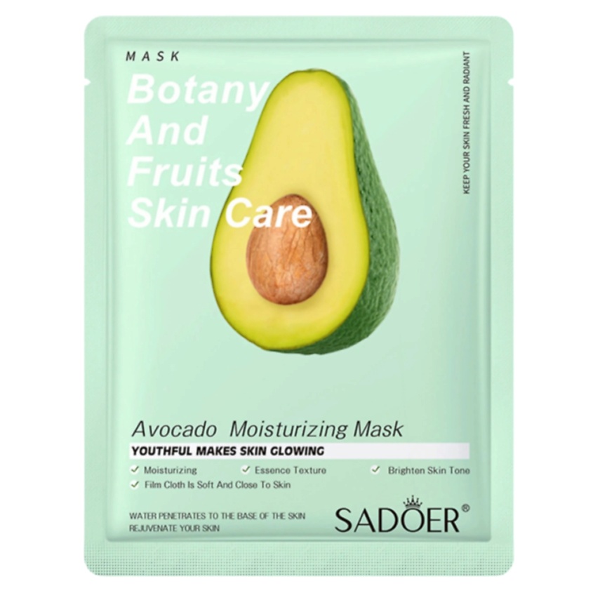 Изображение товара SADOER Тканевая маска для лица увлажняющая с экстрактом авокадо, 25 гр