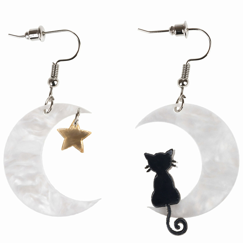 Изображение товара Лукки серьги с подвесками Лунный кот из розового перламутра для женщин