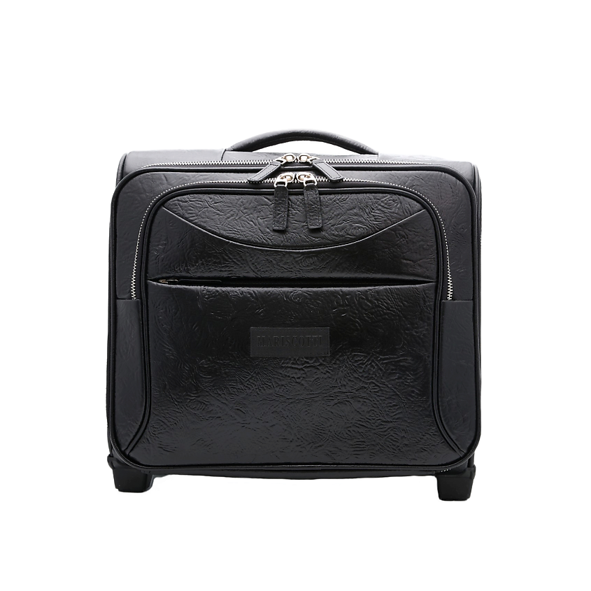 Изображение товара Дорожный кейс на колесах из натуральной кожи черный компактный 30 литров