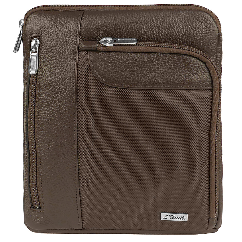 Изображение товара L'UCCELLO Сумка мужская из натуральной кожи, Коричневый; размер: 26x24x2