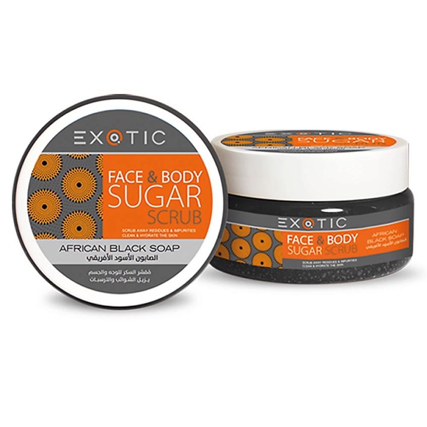 Изображение товара EXOTICMOOD Сахарный скраб для лица и тела Black African Soap, Экстракт африканского черного мыла